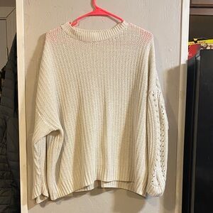 American Eagle Outfitters Cream Knit Crewneck Sweater